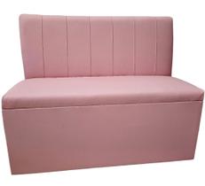 Poltrona Sofá Booth 1.10m Rosa Costuras Verticais
