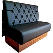 Poltrona sofá booth 1.20m luxo preto base com recuo amadeirado sku_021