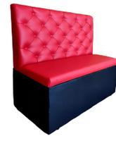 Poltrona sofá booth 1.50cm vermelha e preta capitone duplo costurado sku220