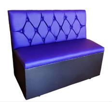 Poltrona sofá booth 1,10 assento e encosto azul base preta restaurante