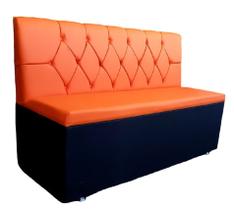 Poltrona sofá booth 1,10cm assento e encosto laranja base preta