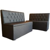 POLTRONA SOFA BOOTH 1,10cm CAPITONE COSTURADO PRETO