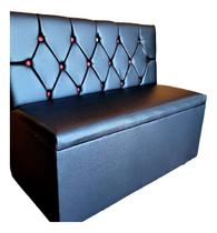 Poltrona sofá booth 1,10cm preto botoes vermelho sku_228