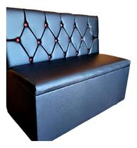 Poltrona sofá booth 1,10cm preto botoes vermelho sku_228