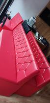 Poltrona sofá booth 2,70cm vermelha botoes vermelho