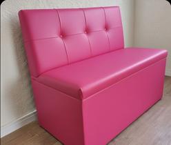 Poltrona Sofá Booth 3 botões 1.10m Rosa, Sorveteria, Açaiteria.