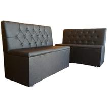 Poltrona sofa booth capitone costurado couro preto