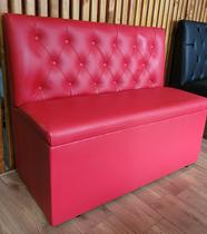 Poltrona sofa booth capitone costurado vermelha