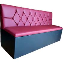 Poltrona sofá booth com baú 1.10m assento e encosto marsala 2 lugares sku_065