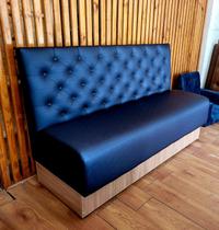 Poltrona Sofá Booth Luxo 1,40cm 3 Lugares, Cedro Azul Marinho Restaurante