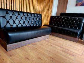 Poltrona Sofá Booth Luxo 1,50cm Preto Brilhante, Restaurante