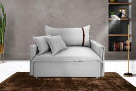 Poltrona Sofá Cama Valence Premium 110cm Sof Gel D33 Linho Cinza Claro