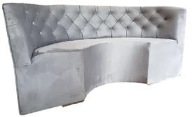 Poltrona sofá canto alemão sem baú em u 1,82m veludo cinza capitone costurado sku_09 Poltrona sofá canto alemão sem baú em u 1,82m veludo cinza capitone costurado sku_09