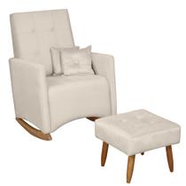 Poltrona Sofá de Amamentação e Balanço Ana C/ Puff Veludo - Off White Poltrona Sofá de Amamentação e Balanço Ana C/ Puff Veludo - Off White