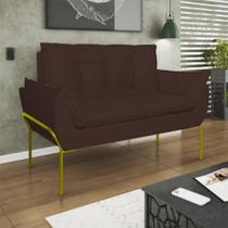 Poltrona Sofá Luxo Base Metal Dourado Recepção Escritório