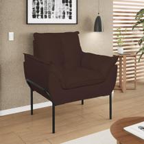Poltrona Sofá Luxo Base Metal Preto Recepção Escritório