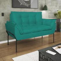 Poltrona Sofá Luxo Base Metal Preto Recepção Escritório