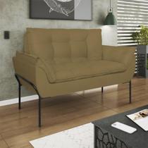 Poltrona Sofá Luxo Base Metal Preto Recepção Escritório Poltrona Sofá Luxo Base Metal Preto Recepção Escritório