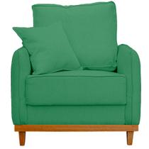 Poltrona Sofa Sena Base de Madeira Luxo Conforto para Hotel e Sala Linho Verde Poltrona Sofa Sena Base de Madeira Luxo Conforto para Hotel e Sala Linho Verde