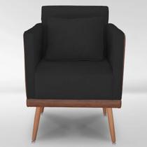 Poltrona Sofia Suede C/ Detalhes material sintético+ Almofada De Brinde Preto