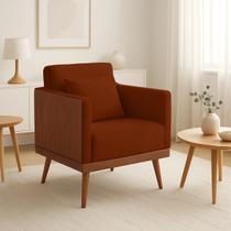 Poltrona Sofia Suede C/ Detalhes material sintético+ Almofada De Brinde Terracota
