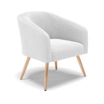 Poltrona Stella Bouclê Pés Palito Natural - D'rossi Cor Off White