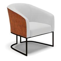 Poltrona Stella Corano Nozes Com Linho Cinza A05 Base Industrial Preto - D'Rossi