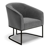 Poltrona Stella Corano Preto com Linho Grafite A26 Base Industrial Preto - D'Rossi