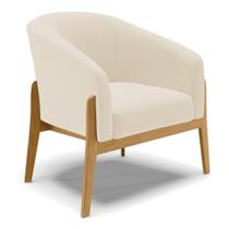 Poltrona Stella Linho Base Madeira Castanho - D'rossi Cor A19 Bege