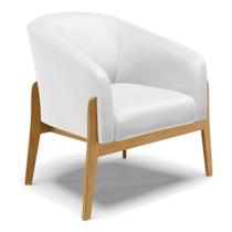 Poltrona Stella material sintético Branco Base Madeira Castanho
