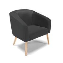 Poltrona Stella material sintético Pés Palito Natural - D'rossi Cor Preto Poltrona Stella material sintético Pés Palito Natural - D'rossi Cor Preto