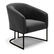 Poltrona Stella Suede Base Industrial Preto - D'Rossi Cor Preto