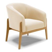 Poltrona Stella Suede Bege Base Madeira Castanho - D'rossi