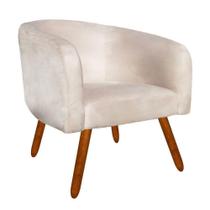Poltrona Stella Suede Bege Pés Palito Castanho Drossi Poltrona Stella Suede Bege Pés Palito Castanho Drossi
