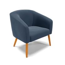 Poltrona Stella Suede Pés Palito Castanho - D'rossi Cor Azul Marinho