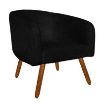Poltrona Stella Suede Preto Pés Palito Castanho Drossi Poltrona Stella Suede Preto Pés Palito Castanho Drossi