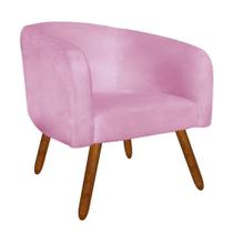 Poltrona Stella Suede Rosa Bebê Pés Palito Castanho Drossi Poltrona Stella Suede Rosa Bebê Pés Palito Castanho Drossi