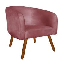 Poltrona Stella Suede Rose Pés Palito Castanho Drossi Poltrona Stella Suede Rose Pés Palito Castanho Drossi