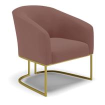 Poltrona Stella Veludo Base Industrial Dourada - D'Rossi