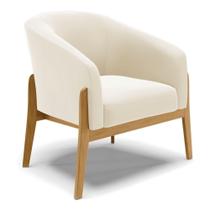 Poltrona Stella Veludo Base Madeira Castanho - D'rossi Cor Bege