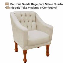 Poltrona Suede Bege para Sala e Quarto Modelo Teka Moderna e Confortável Poltrona Suede Bege para Sala e Quarto Modelo Teka Moderna e Confortável