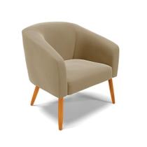 Poltrona Suede Pés Palito Castanho Marrom Rato