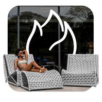 Poltrona Summer com Apoio de Pés Trama Náutica e Estrutura em Alumínio para Exterior - Eco Flame Garden Poltrona Summer com Apoio de Pés Trama Náutica e Estrutura em Alumínio para Exterior - Eco Flame Garden