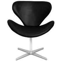 Poltrona Swan material sintético Preta Base de Alumínio GIratória Poltrona Swan material sintético Preta Base de Alumínio GIratória