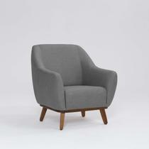 Poltrona Tecido Linho Base Madeira Paloma