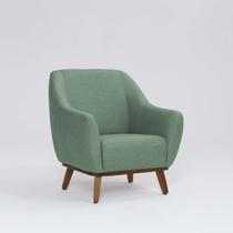 Poltrona Tecido Linho Base Madeira Paloma