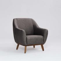 Poltrona Tecido Linho Base Madeira Paloma