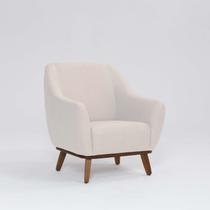 Poltrona Tecido Linho Base Madeira Paloma