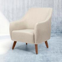 Poltrona Tecido Linho Pés Madeira Paloma