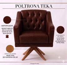 Poltrona Teka Giratória Corano Ocre Capitonê Premium Poltrona Teka Giratória Corano Ocre Capitonê Premium
